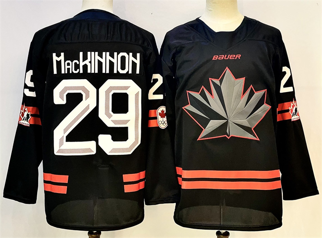 Men's Canada Hockey #29 Nathan MacKinnon Black Stitched Jersey